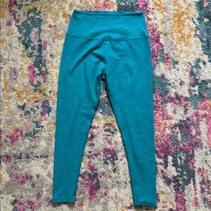 Spacedye Caught In The Midi High Waisted Legging in bright teal blue
